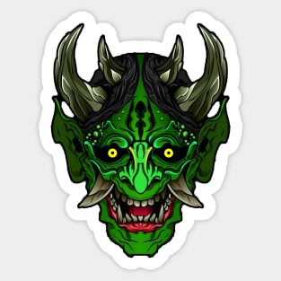 Illustrated Green Oni Demon Sticker